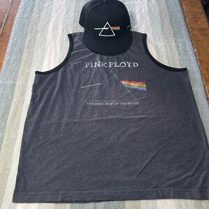 Pink Floyd Black Cap with Rainbow Design- One Size and size XL Tank Top